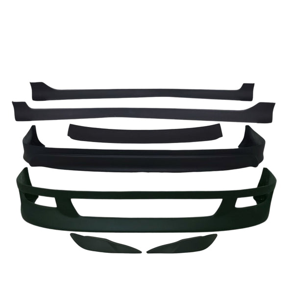 2003-2004 Toyota Corolla (Hella & Camry) Body kit: Front lip, rear lip, laterales, vicera y cejas.