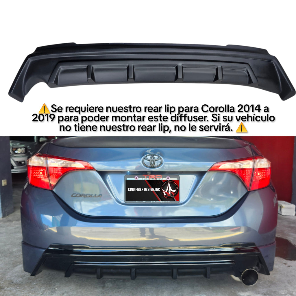 2014-2019 Toyota Corolla Rear Diffuser (rear lip requerido/no incluido ...