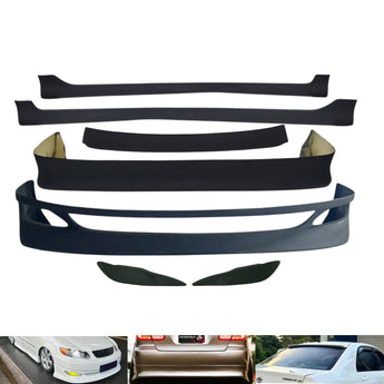 2005-2008 Toyota Corolla (Hella) Body kit: Front lip, rear lip, laterales, vicera y cejas.